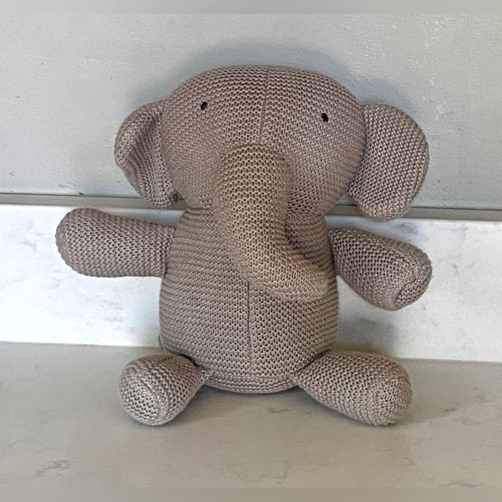 Zestt Organics Grey Elephant Soft Stuffed Animal Plush Baby Infant Newborn Toy